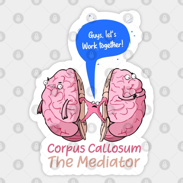 Copy of Corpus Callosum The Mediator of the two lobes of the brain Sticker by labstud